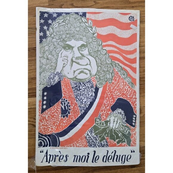 1974 Walter Iler (1889-1982) Nixon Print "Apres Moi Le Deluge" RARE POSTER READ - Picture 1 of 10
